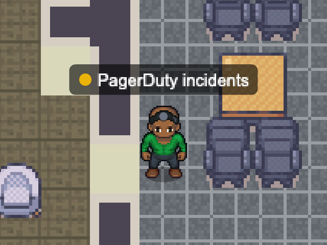 PagerDuty incidents in an example Nocville office: A status screen with the incident summary.